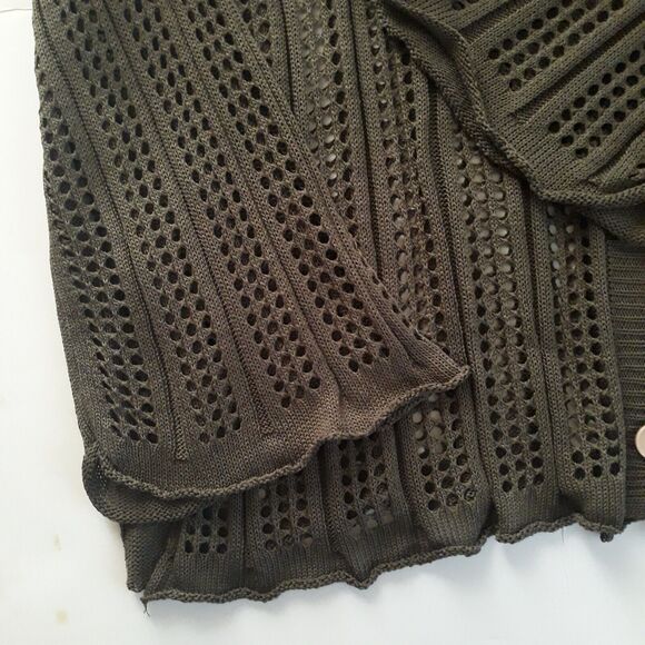 Pink Queen Crocket Cardigan Sweater Womens Large Green Long Sleeve V Neck Loose - Picture 5 of 12